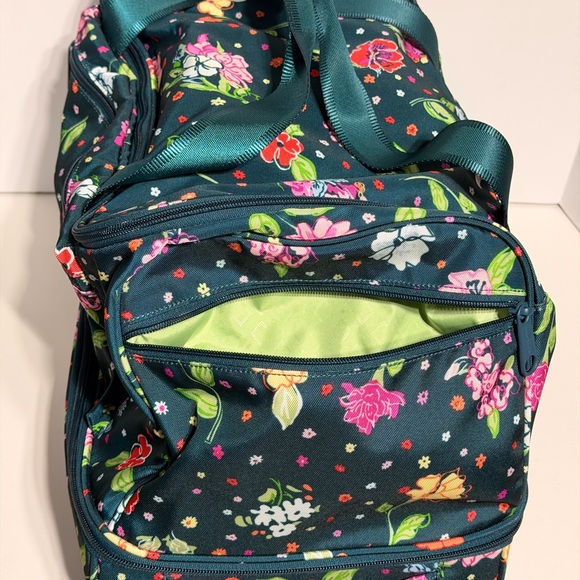 Vera Bradley Teal Floral Rolling Travel Bag - Picture 7 of 16